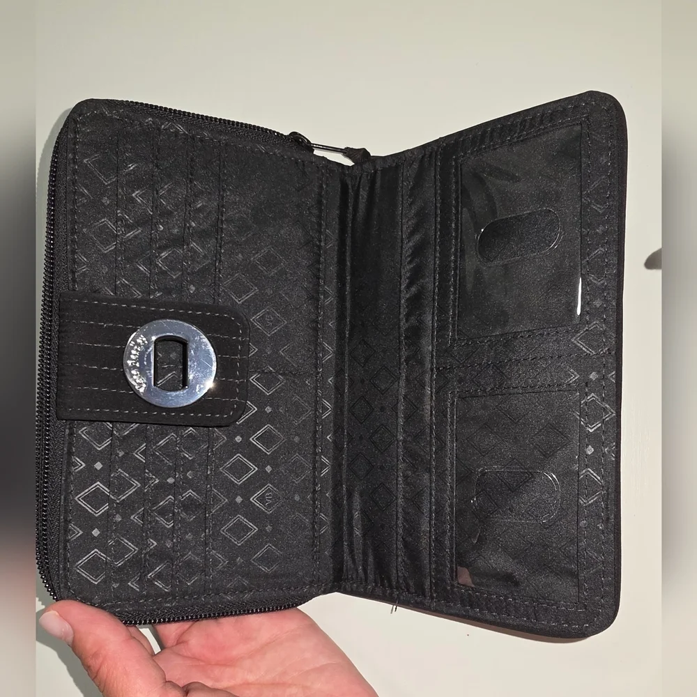 Vera Bradley | Black Quilted Wallet with Silver Clasp - Picture 7 of 7